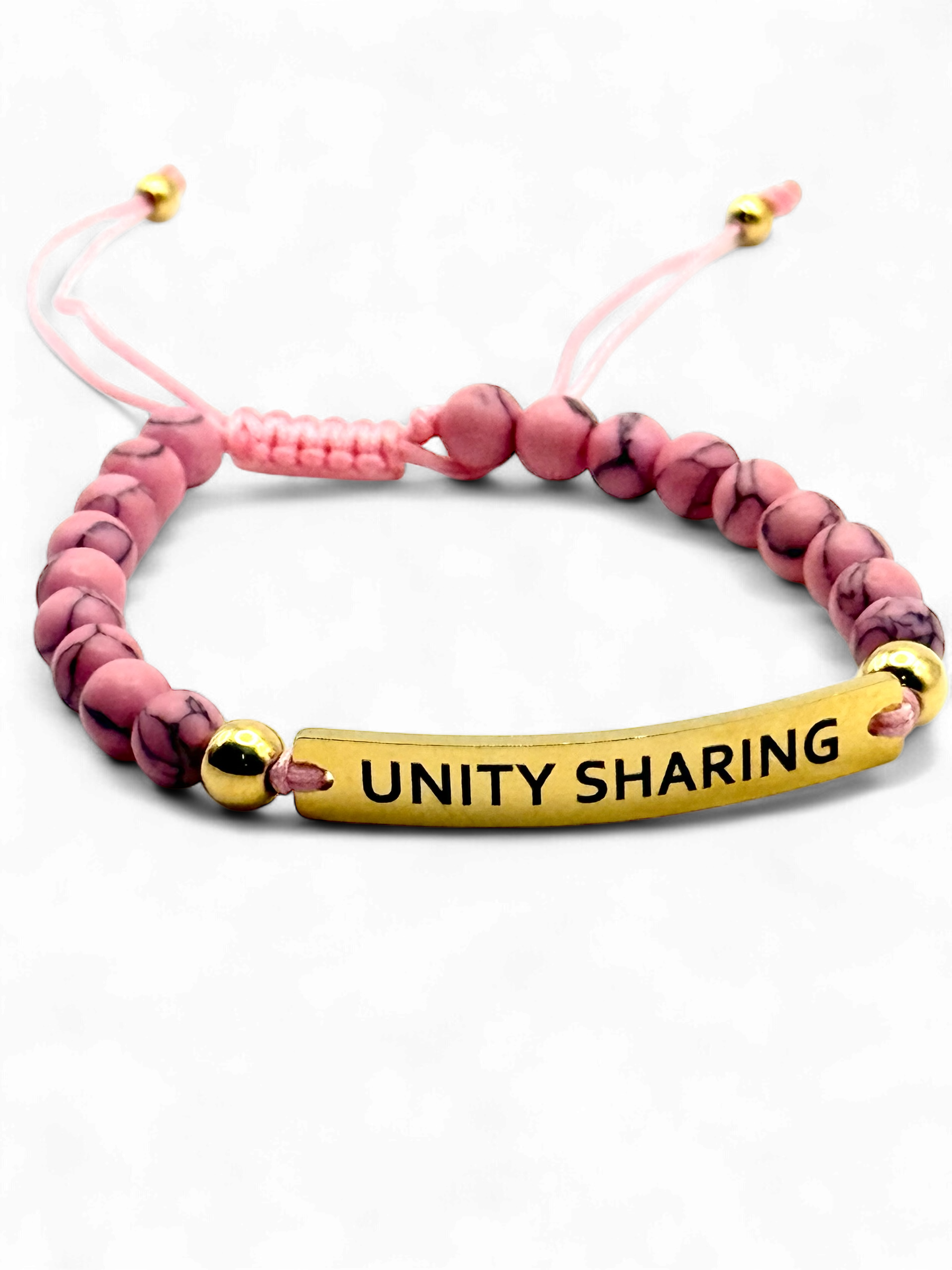 Blush Bold – Pink Crackle Bead Unity Bracelet (Adjustable, Gift-Ready)